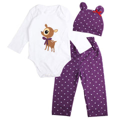 Toddler Infant Baby Bodysuit+Pants+Hat